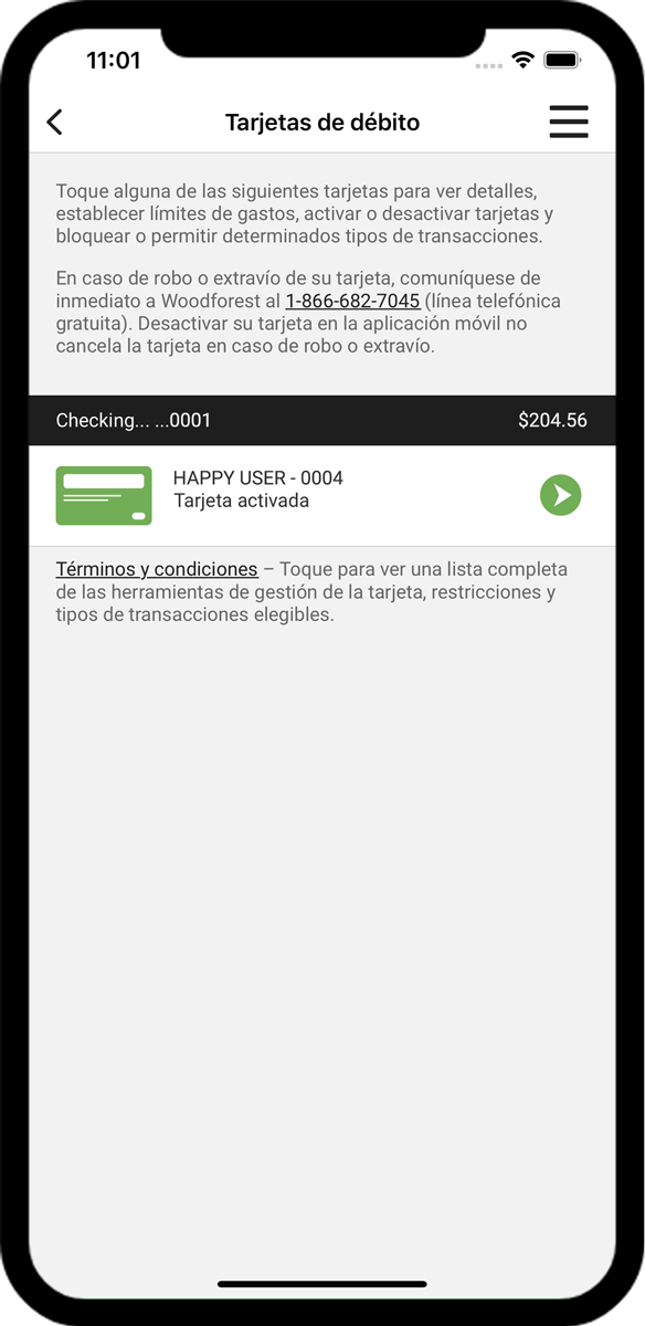 Debit Card Management Spanish